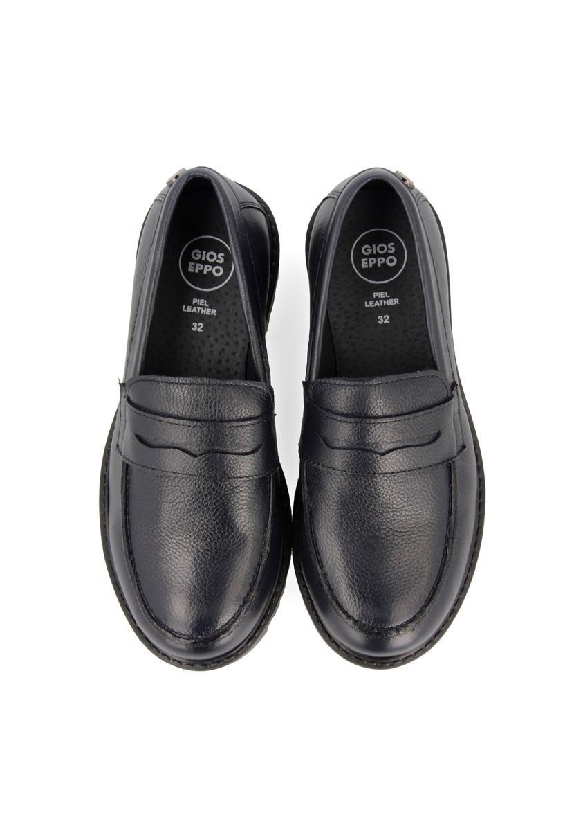 ZAPATOS MOCASÃN COLEGIALES EN PIEL AZUL MARINO NAMASTIR - MARINO