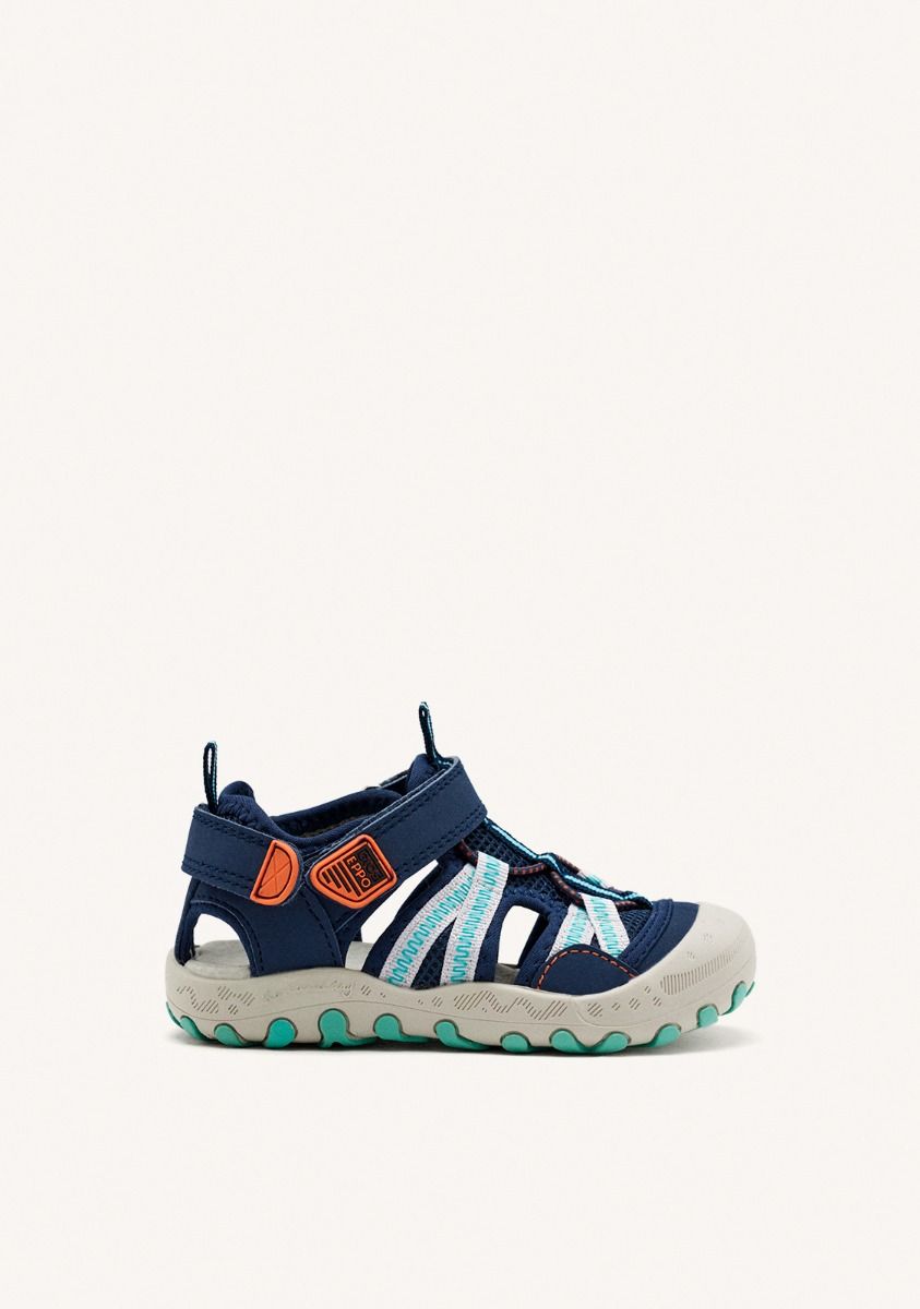 Chanclas deportivas azul marino con detalles naranjas para niÃ±o DEINZE - MARINO