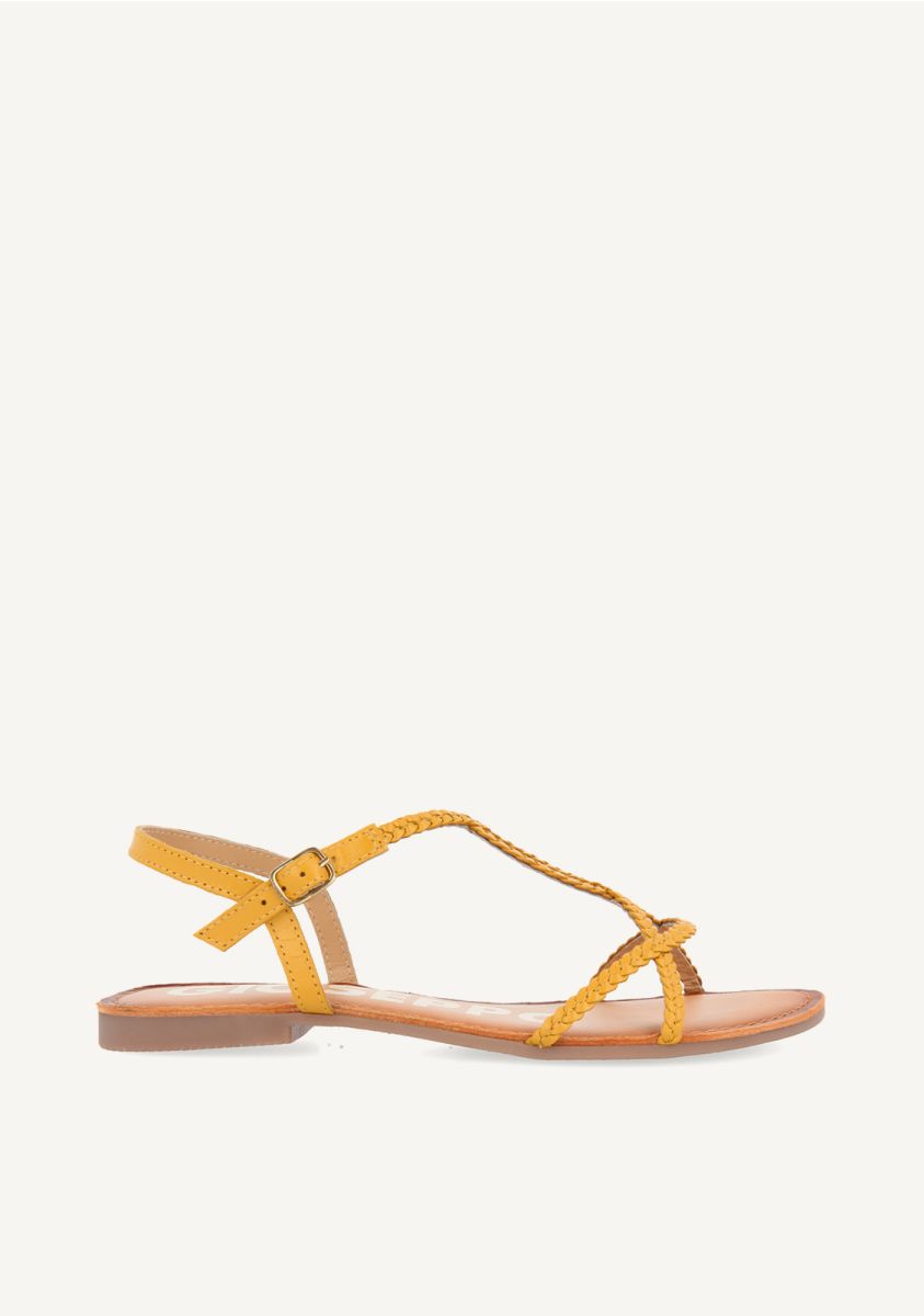 Sandalias estilo esclava de tiras trenzadas mostaza para mujer OSSIAN - MOSTAZA