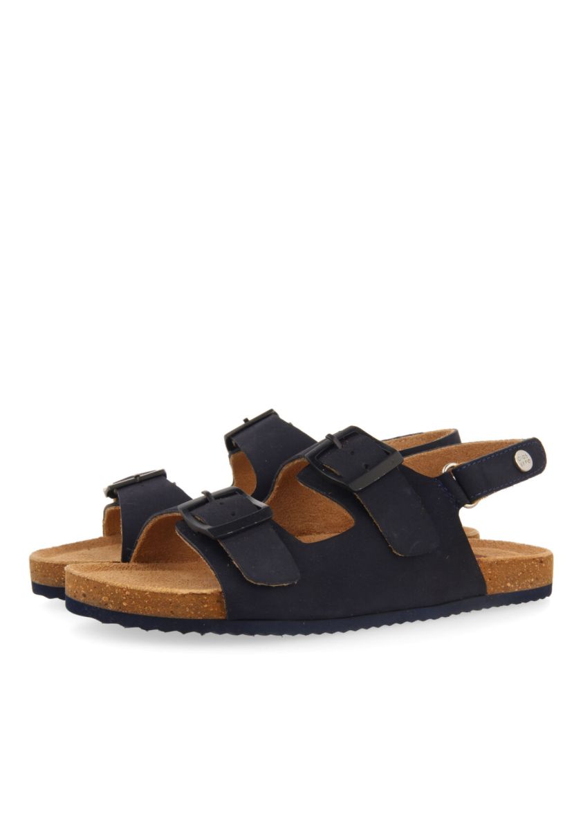 SANDALIAS TIPO BIO DE PIEL COLOR MARINO CON HEBILLAS PARA NIÃOS MISINTO - MARINO