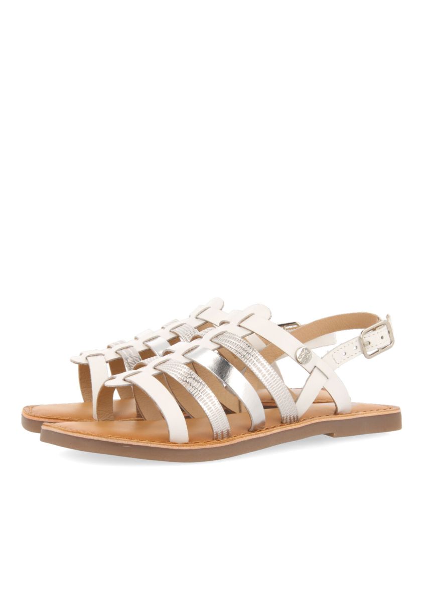 SANDALIAS BLANCAS CON METALIZADOS PLATEADOS PARA NIÃA KEACHI - BLANCO