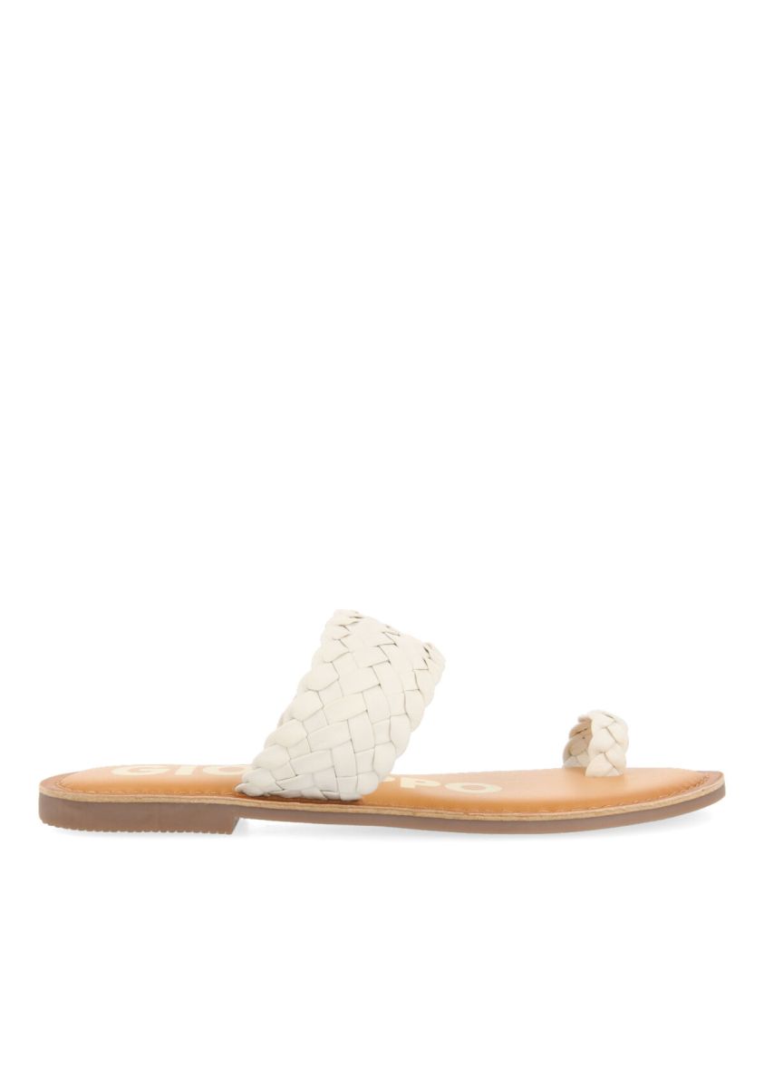 SANDALIA BLANCA CON TIRAS TRENZADAS PARA MUJER TIBAGI - OFF-WHITE