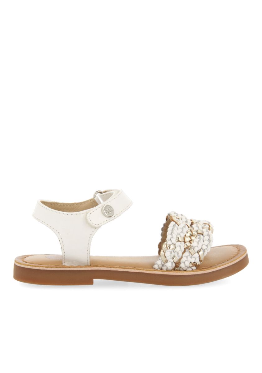 SANDALIAS BLANCAS DE PIEL CON TRENZADO BICOLOR PARA NIÃA WEA - BLANCO