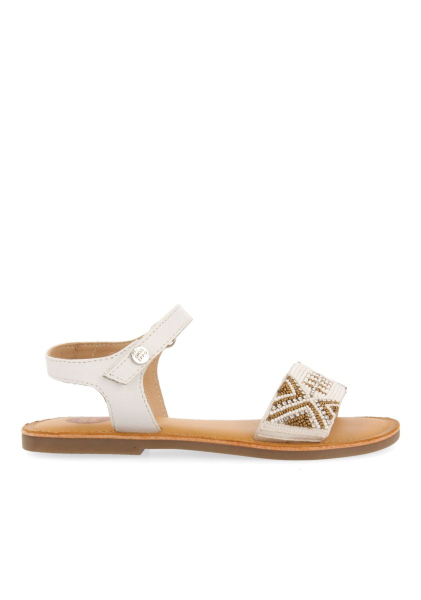 SANDALIAS BLANCAS CON CRISTALES Y BEADS PARA NIÃA ERATH - BLANCO