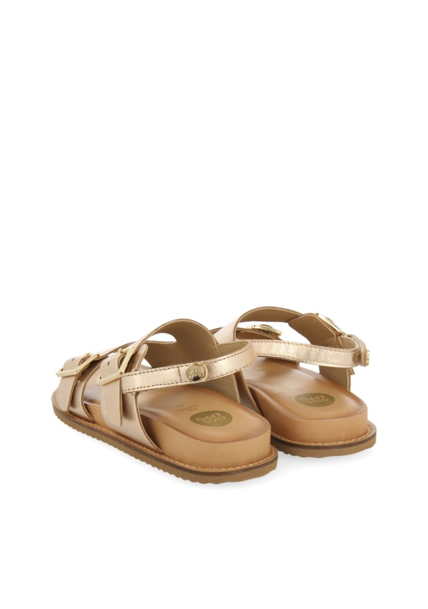 SANDALIAS TIPO BIO DE PIEL COLOR COBRE CON HEBILLAS PARA NIÃA MAIRI - COBRE