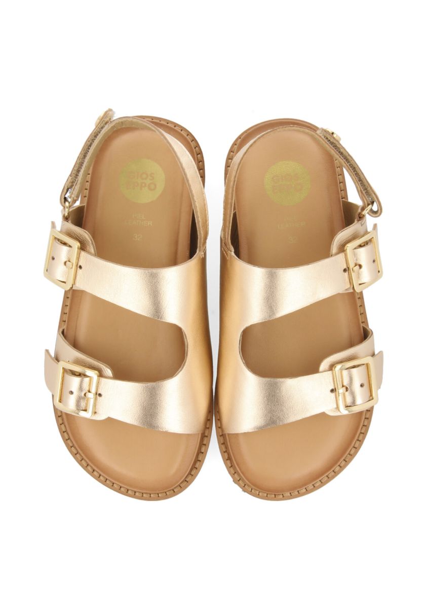 SANDALIAS TIPO BIO DE PIEL COLOR COBRE CON HEBILLAS PARA NIÃA MAIRI - COBRE