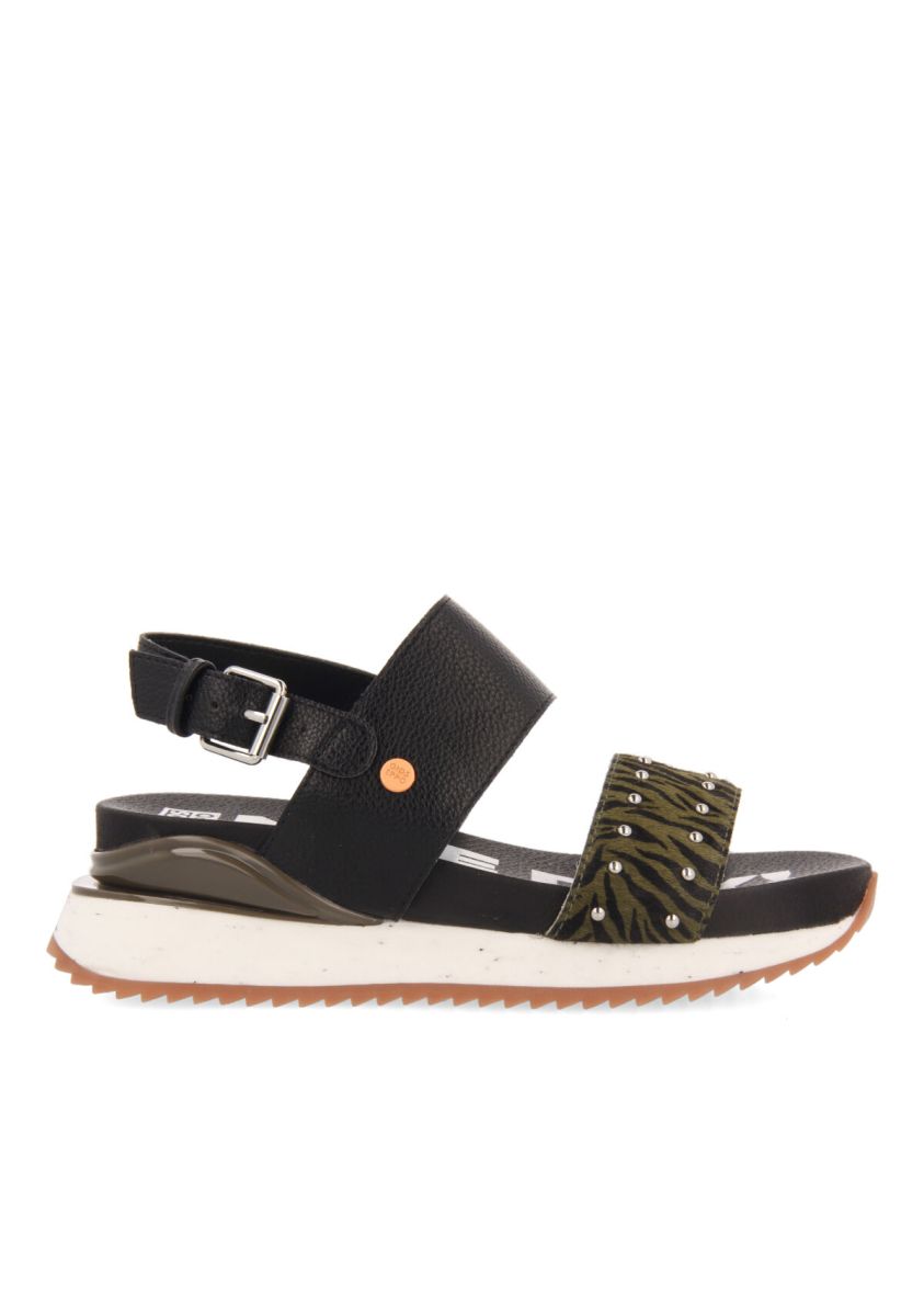 SANDALIAS DEPORTIVAS NEGRAS CON ANIMAL PRINT APOPKA - NEGRO