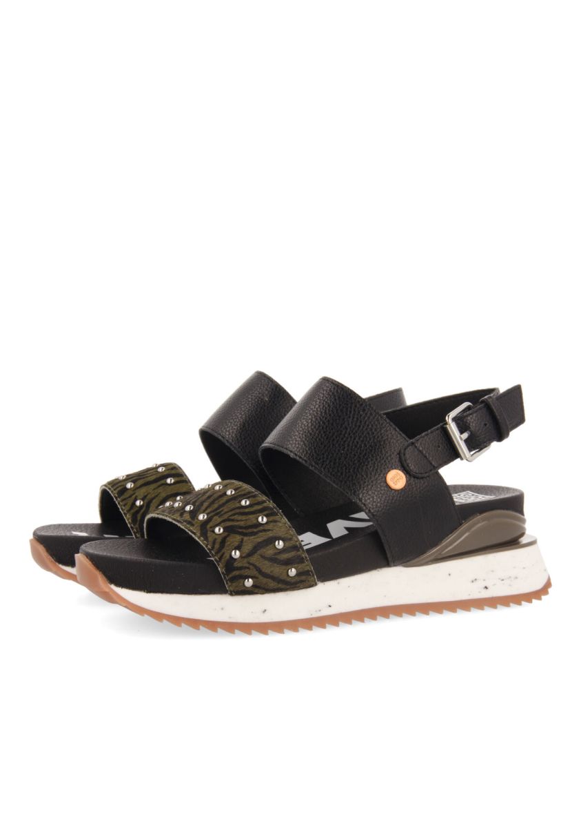 SANDALIAS DEPORTIVAS NEGRAS CON ANIMAL PRINT APOPKA - NEGRO