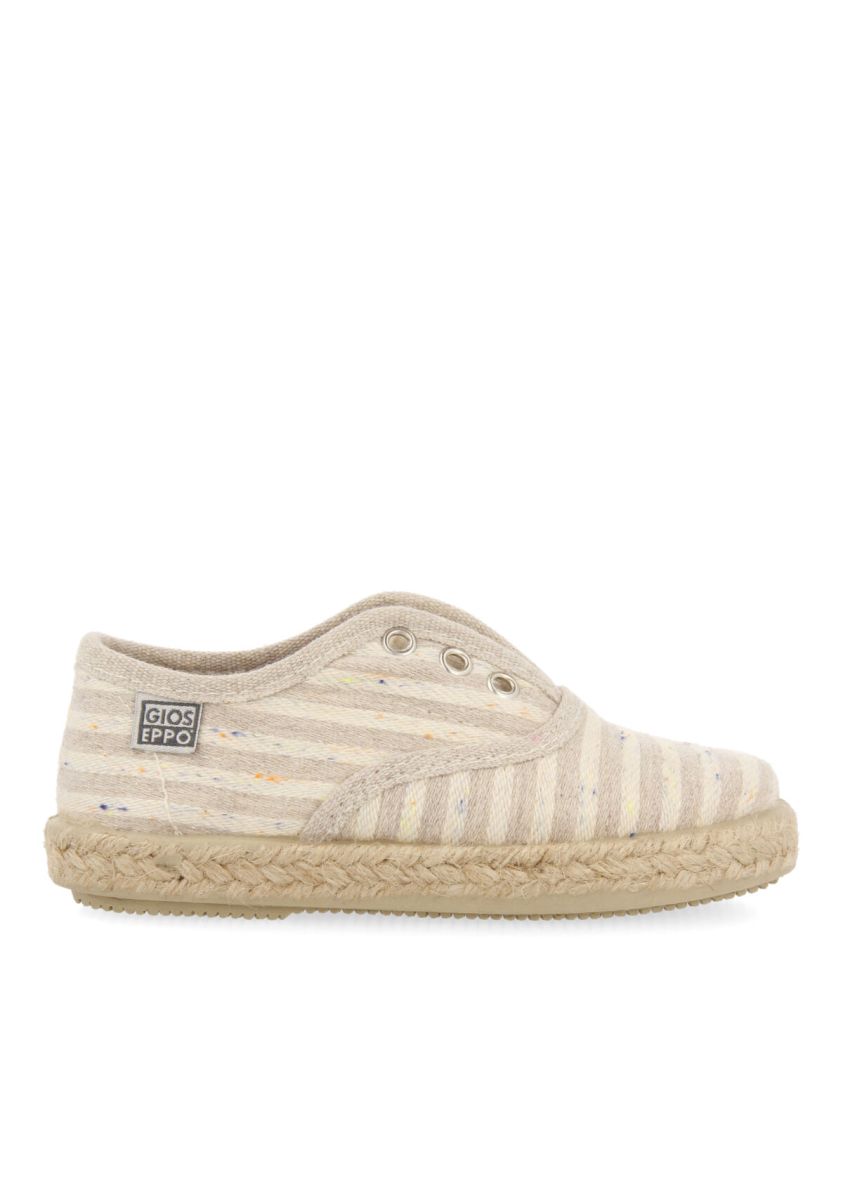 ESPADRILLES BEIGE DE ALGODÃN RECICLADO CON PRINT DE RAYAS PARA BEBÃ VITTUONE - BEIG