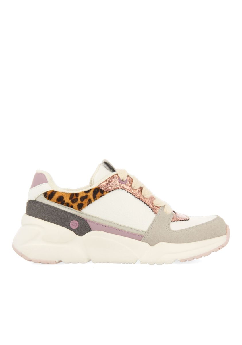 Sneakers blancas con detalles de glitter y color para niÃ±a tinure - LEOPARDO