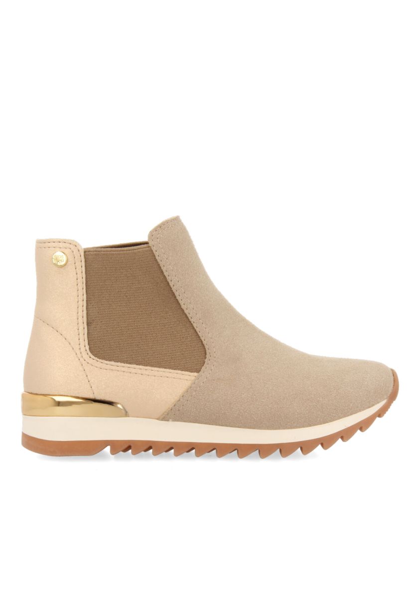 Sneakers tipo botÃ­n taupe con detalles de glitter para niÃ±a y niÃ±o clonlara - TAUPE