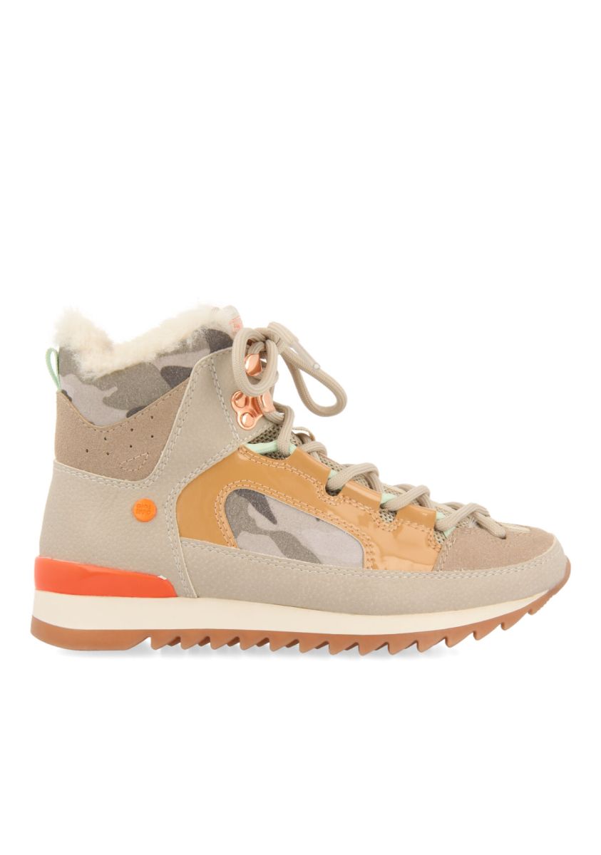 Sneakers tipo botÃ­n de camuflaje con cordones tipo trekking para niÃ±a y niÃ±o emmen  - CAMUFLAJE