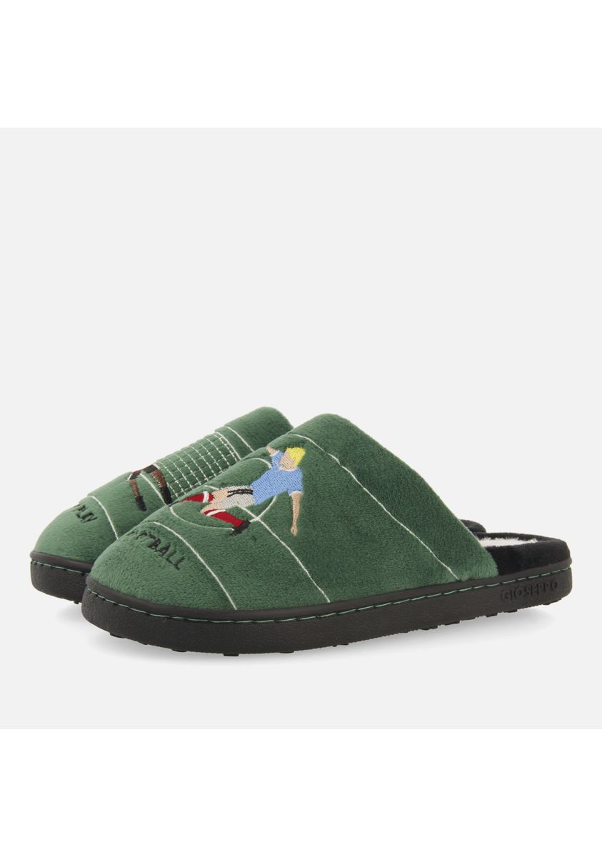 Zapatillas de estar por casa destalonadas verdes con estampado de fÃºtbol para niÃ±a y niÃ±o tartu - VERDE
