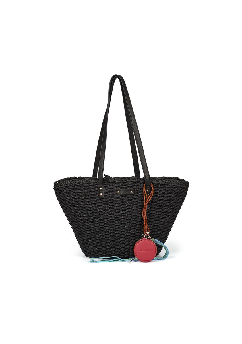 Capazo de rafia color negro para mujer glenic - NEGRO