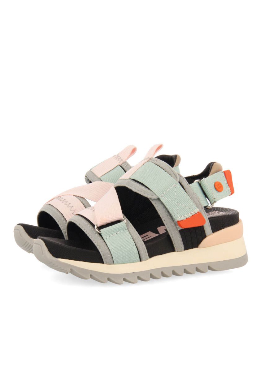 Sandalias de base rejilla con corte de tiras ajustables negras para niÃ±as bundall - NEGRO