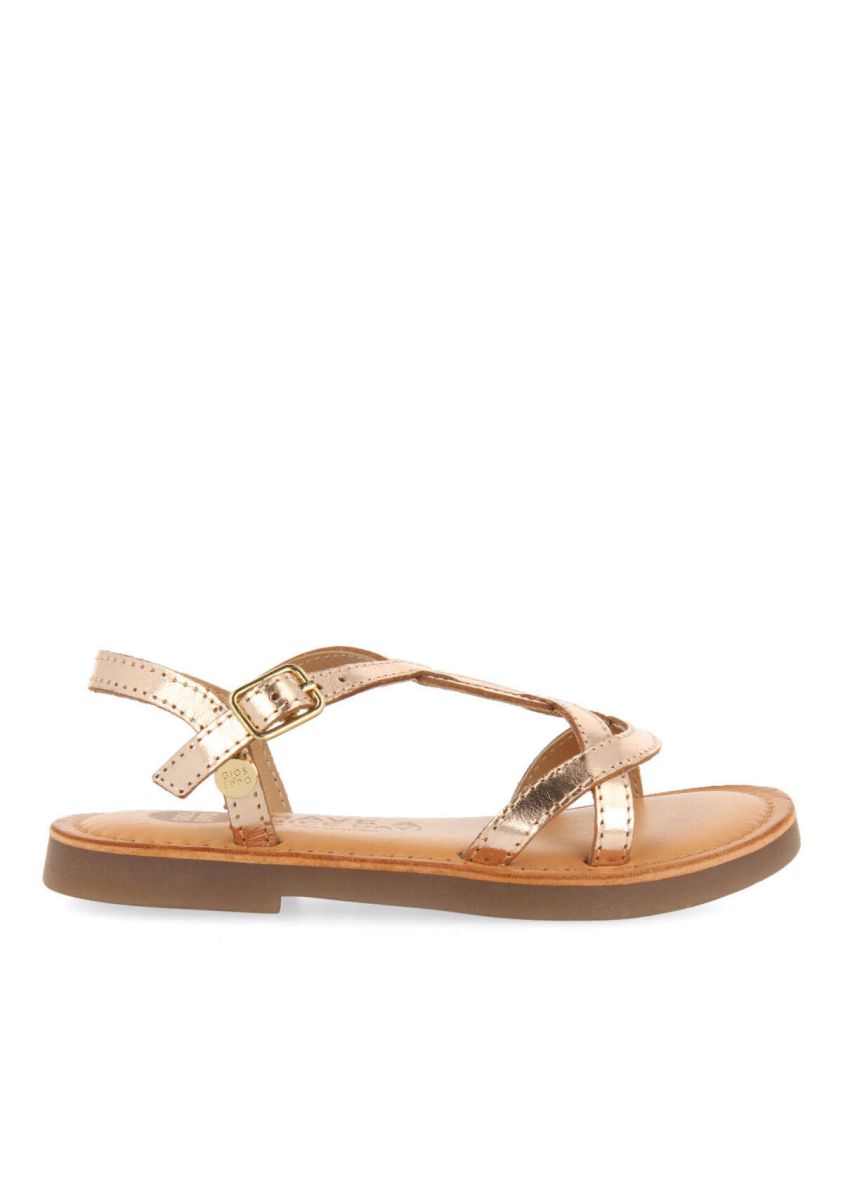 Sandalias de piel metalizada en color platino para niÃ±a tilly - PLATINO