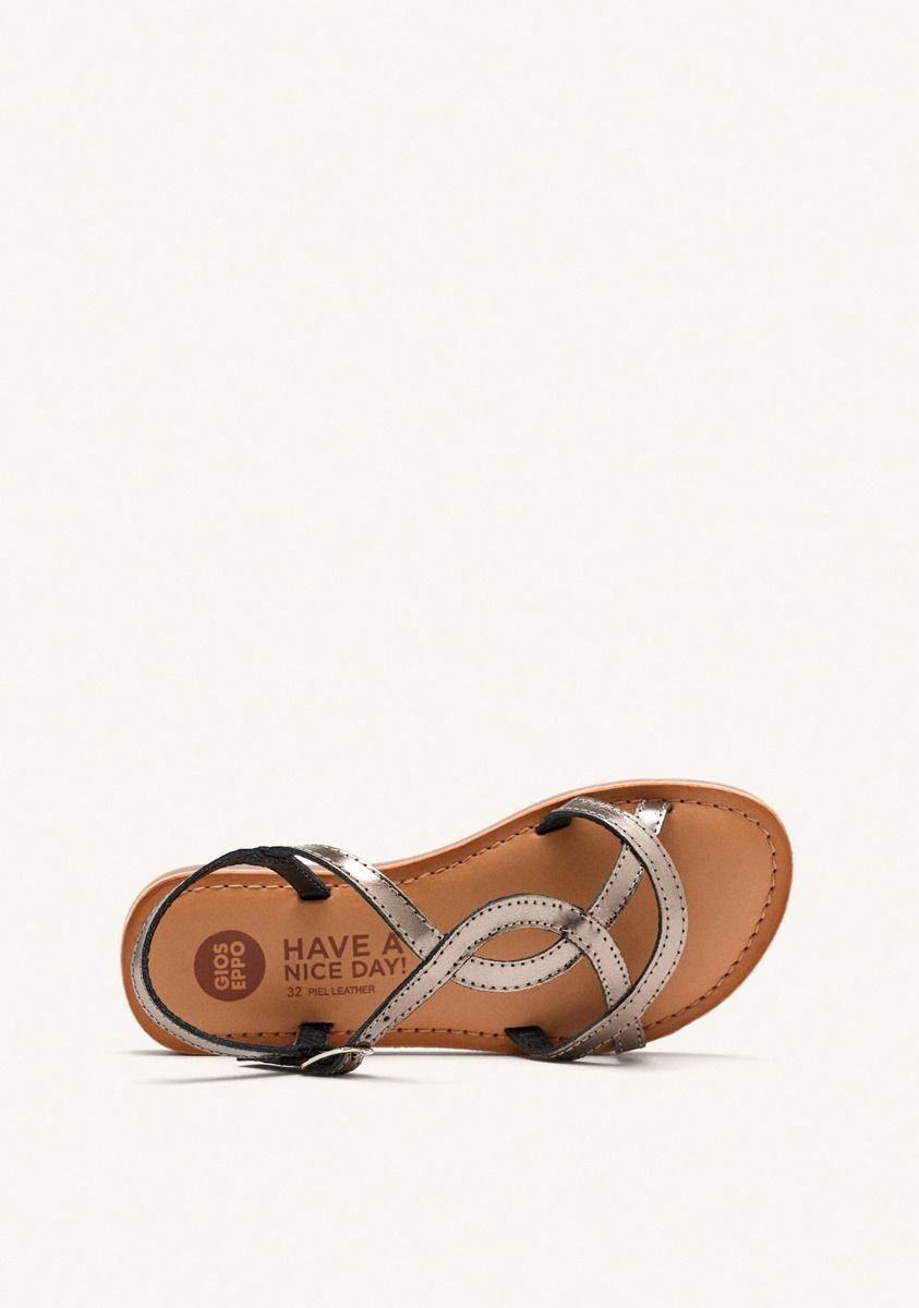 Sandalias de piel metalizada en color plomo para niÃ±a varzea - PLOMO