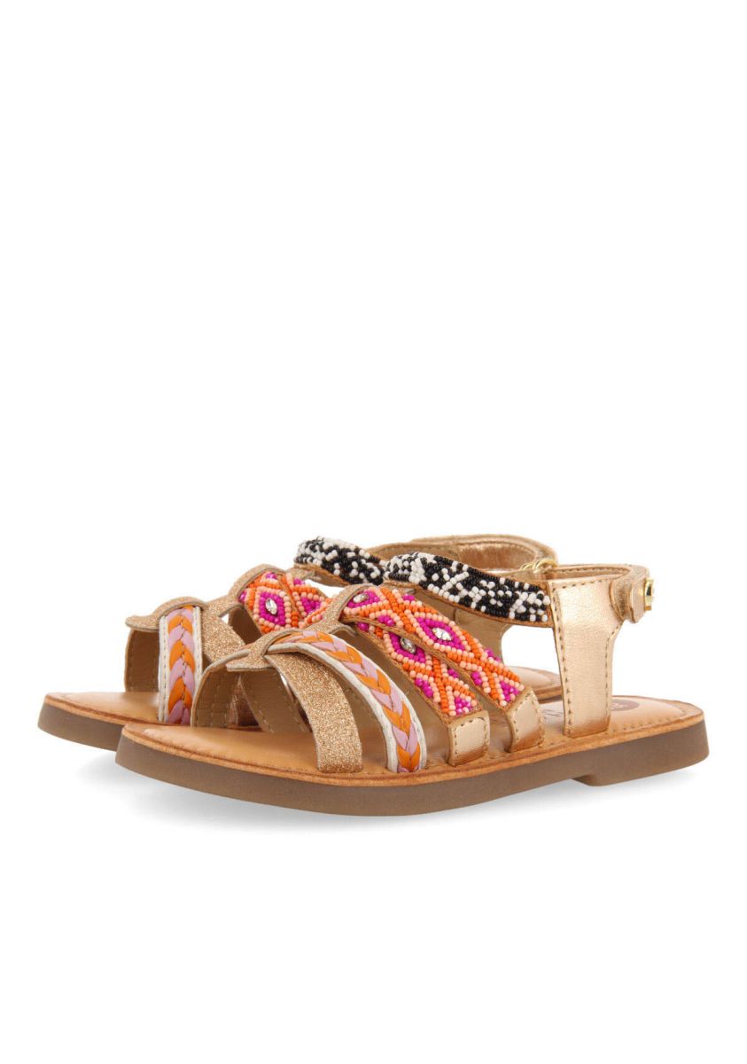 Sandalias de piel de tiras finas multicolor para niÃ±a caucaia - MULTICOLOR