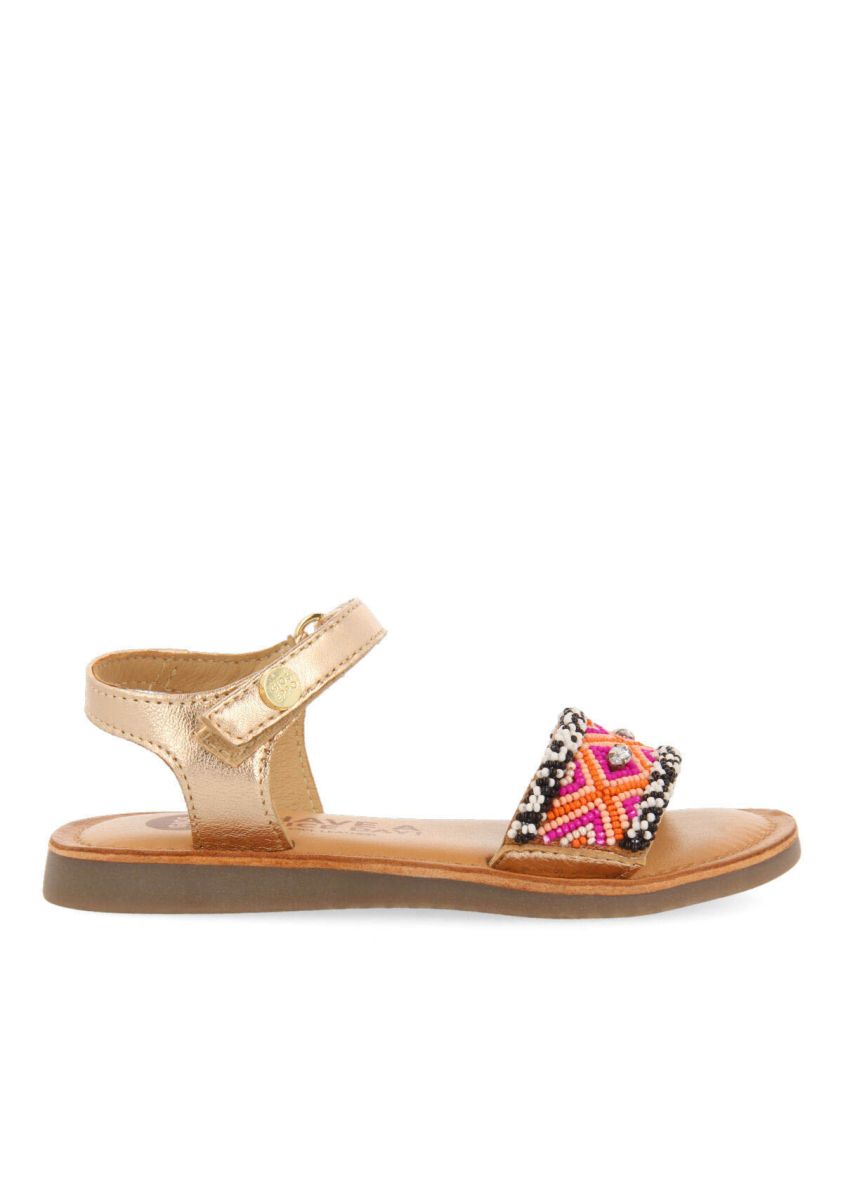 Sandalias de piel con detalles Ã©tnicos multicolor para niÃ±a naillat - MULTICOLOR