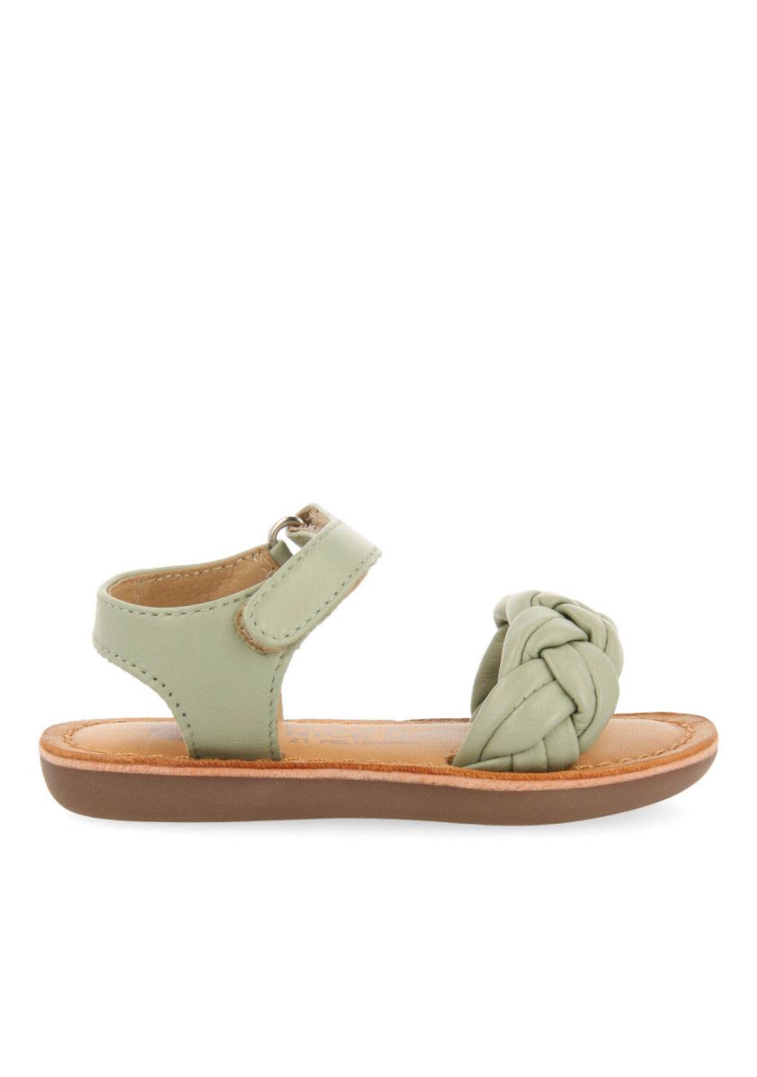 Sandalias de piel en color menta con trenza para niÃ±a ennery - MENTA