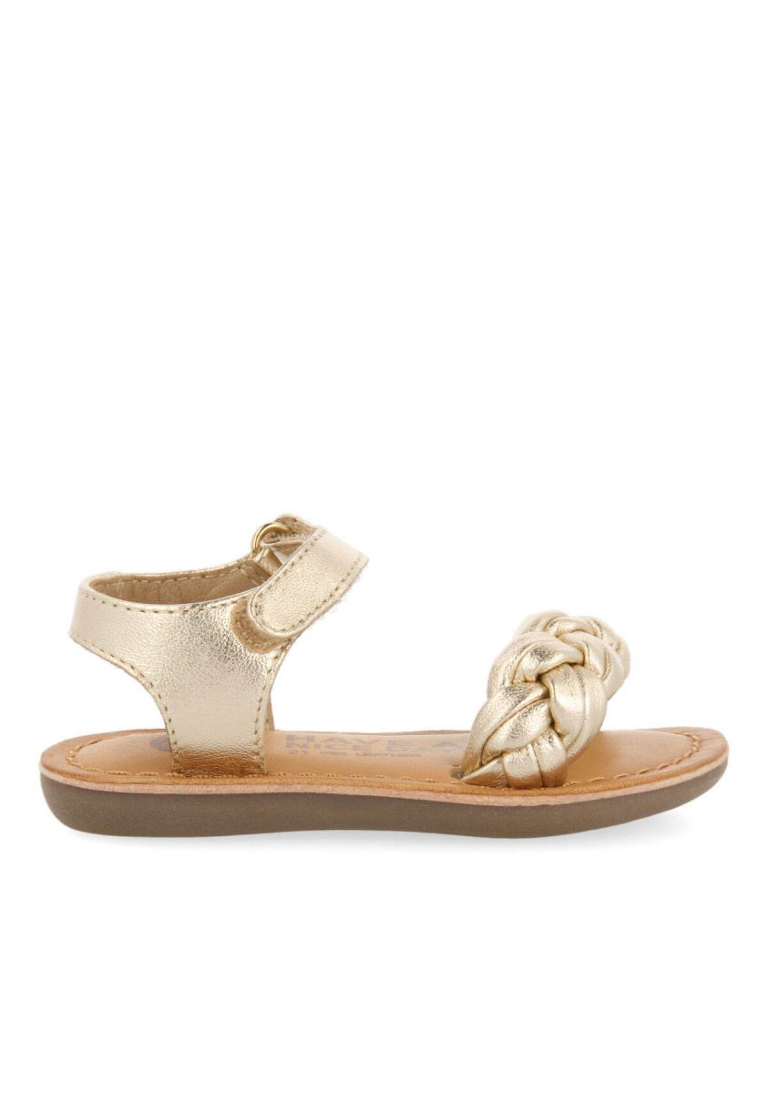 Sandalias de piel en color platino con trenza para niÃ±a ennery - PLATINO