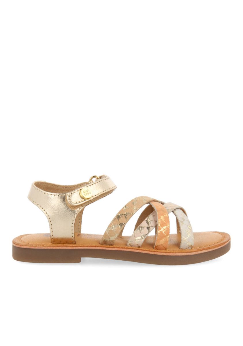 Sandalias de piel con tiras en color oro para niÃ±as terjat - ORO