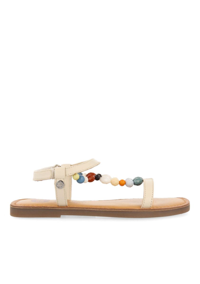 Sandalias de piel con adornos en color off-white para niÃ±a croze - OFF-WHITE