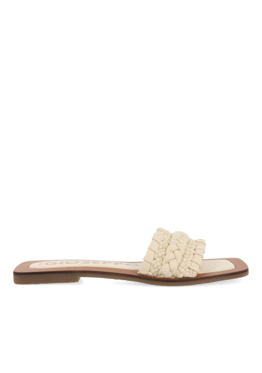Sandalias planas de pala con trenzado off-white para mujer egleny  - OFF-WHITE