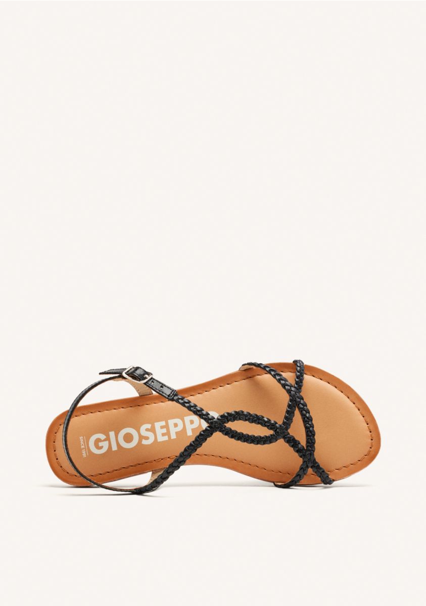 Sandalias negras de tiras finas trenzadas para mujer nioaque - NEGRO
