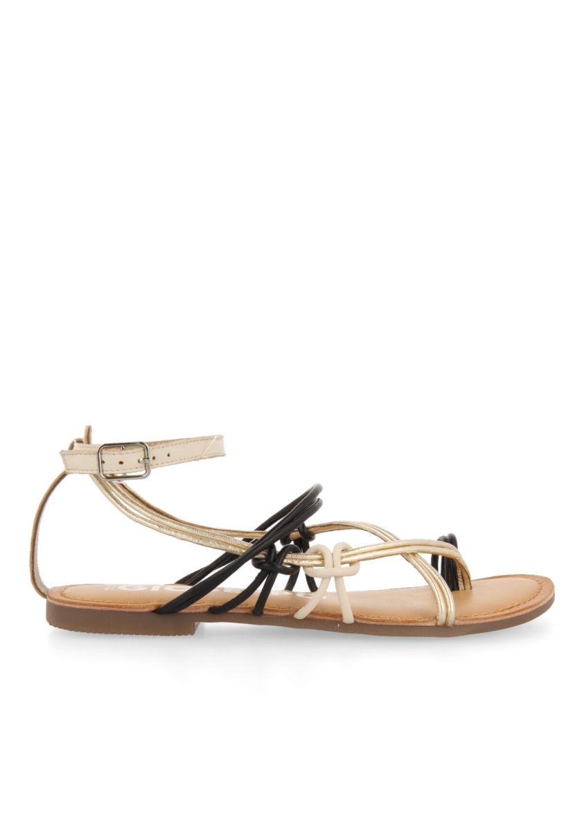 Sandalias planas con tiras negro para mujer gualaca - NEGRO