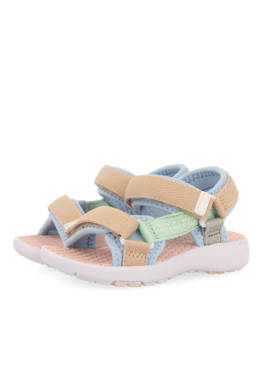 Sandalias de aspecto deportivo color turquesa con cintas multicolores para bebÃ© rochedo - TURQUESA