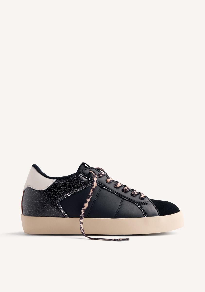 ZAPATILLAS PIEL ESTAMPADO ANIMAL CUÃA EDINA - NEGRO