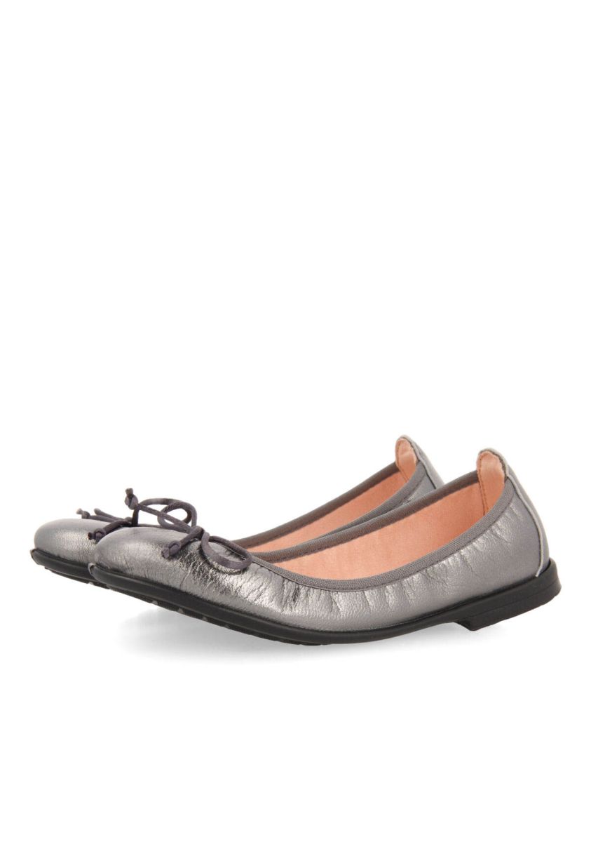 Bailarinas color plomo de piel para niña volders - PLOMO