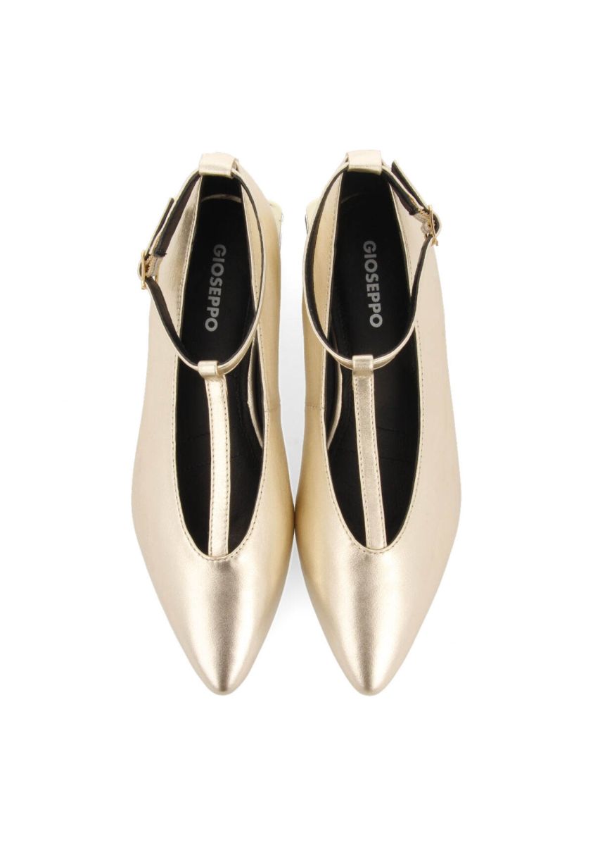 Bailarinas doradas de piel con tiras para mujer ratho   - ORO