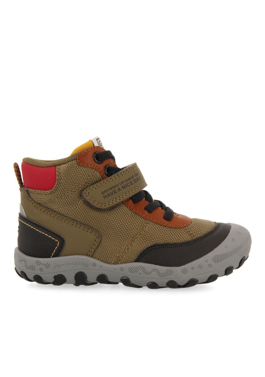 Sneakers abotinadas tipo trekking caqui para niÃ±a y niÃ±o loen - KAKI