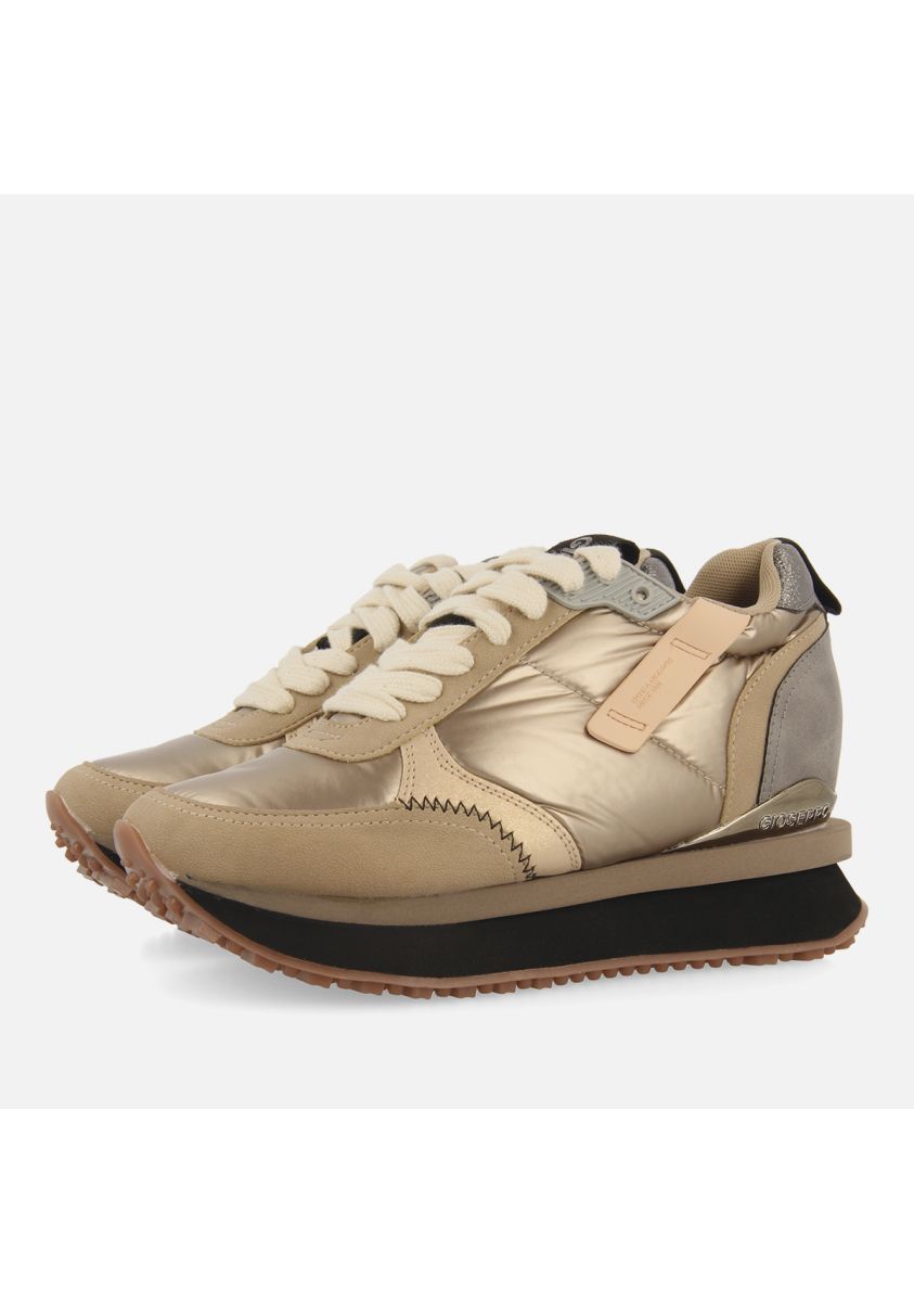 Sneakers doradas monocolor acolchadas con detalles y cuÃ±a interna para mujer anif  - ORO