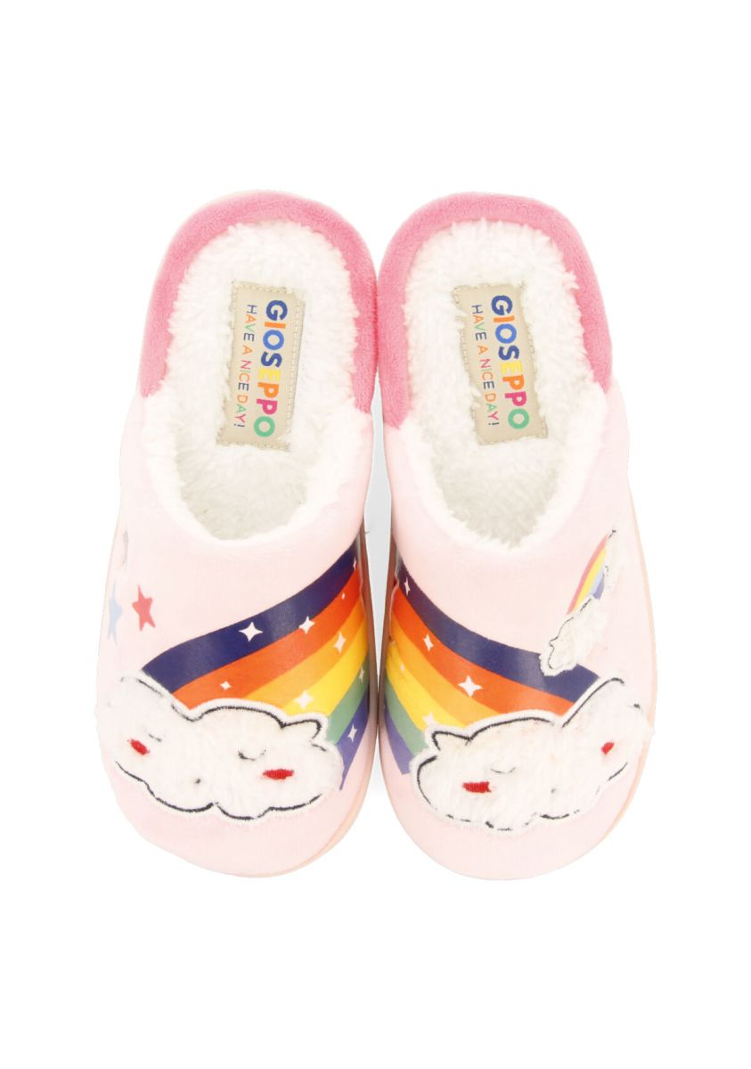 Zapatillas de estar por casa rosa con detalle de nubes y arcoÃ­ris para niÃ±a y niÃ±o kidder - ROSA