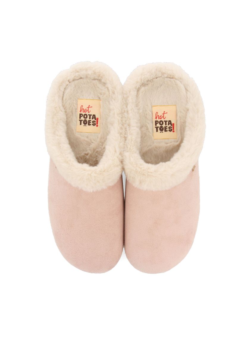 Zapatillas de estar por casa rosa con detalle de pelo trumau - ROSA