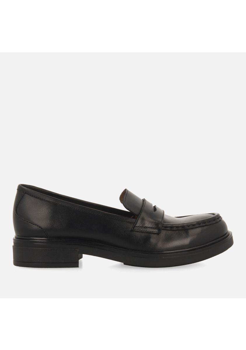 Mocasines color negro de piel para mujer hallowell  - NEGRO