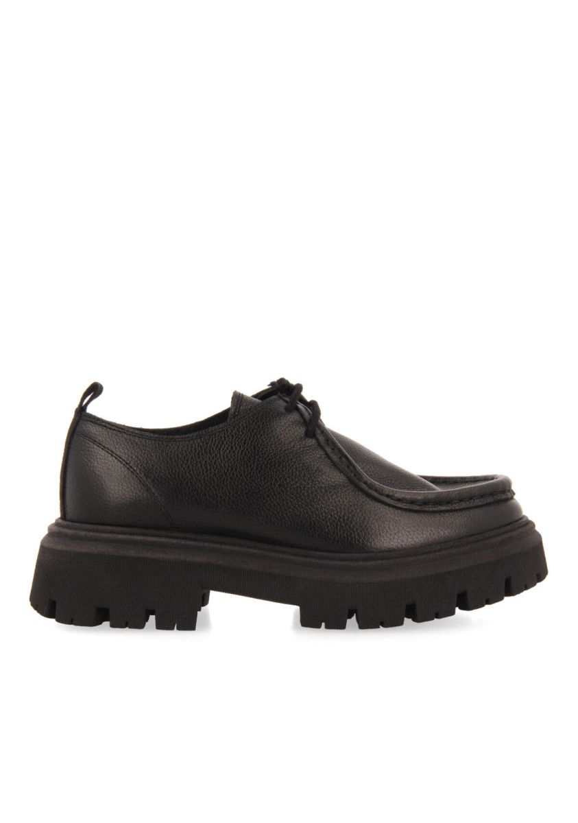 Mocasines negros de piel estilo wallabee para niÃ±a y niÃ±o thaya - NEGRO