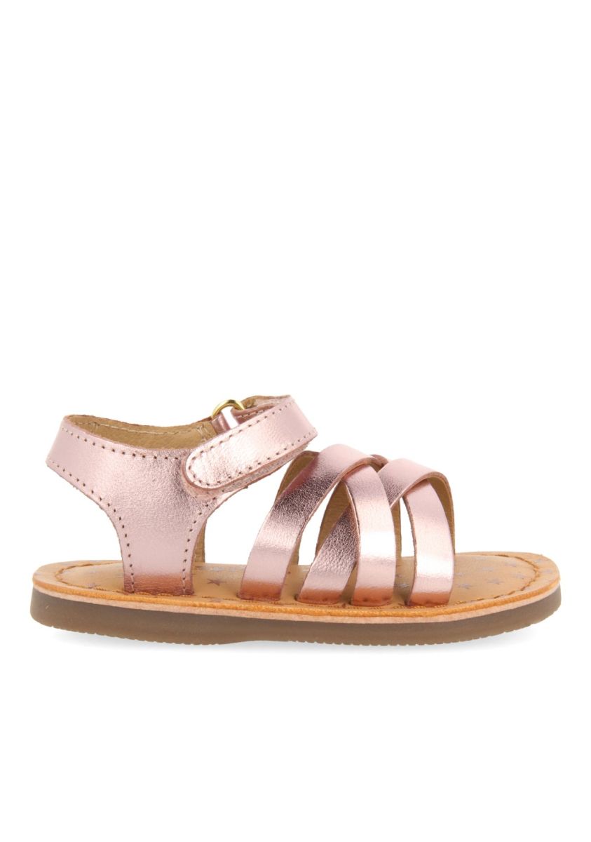 SANDALIAS ROSAS DE PIEL ESTILO ROMANAS PARA BEBÃ FLEURY - ROSA