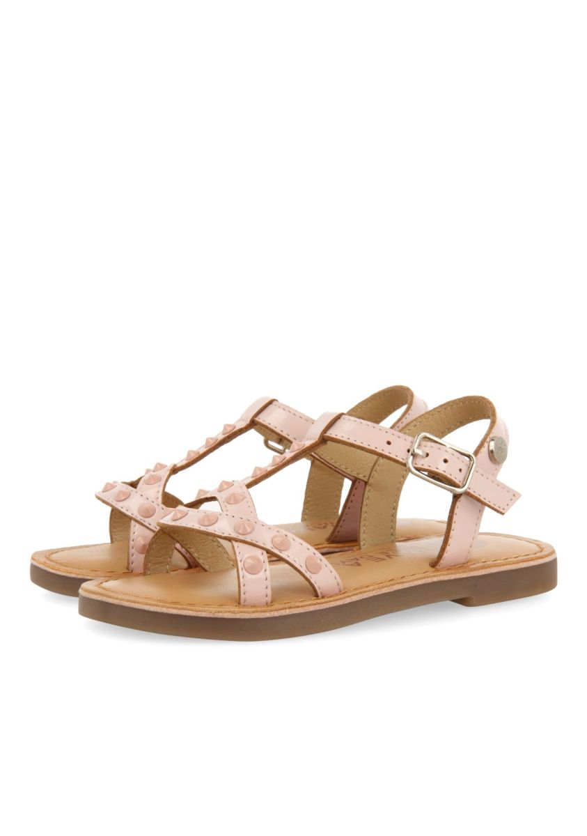 SANDALIAS ROSAS DE PIEL CON TACHUELAS PARA NIÃA Y NIÃO MAWES - ROSA