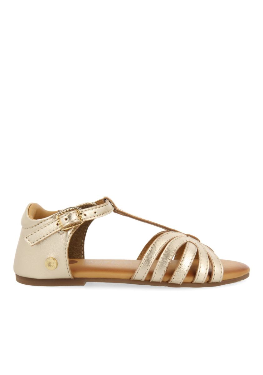 SANDALIAS DORADAS DE PIEL CON TIRAS PARA NIÃA Y NIÃO ARIPEKA - ORO