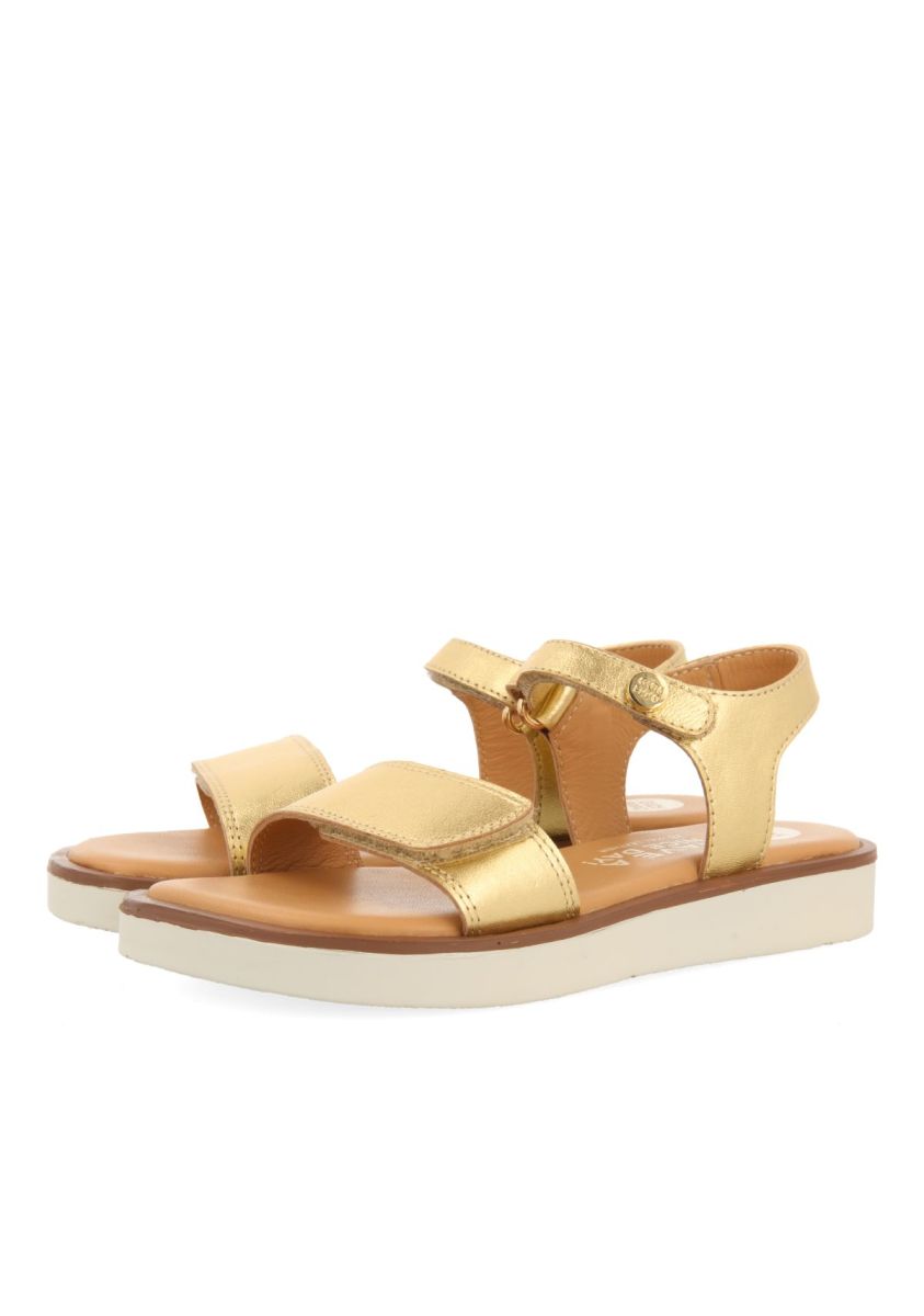SANDALIAS DORADAS DE PIEL ESTILO GRIEGAS PARA NIÃA Y NIÃO MALFA - ORO OSCURO