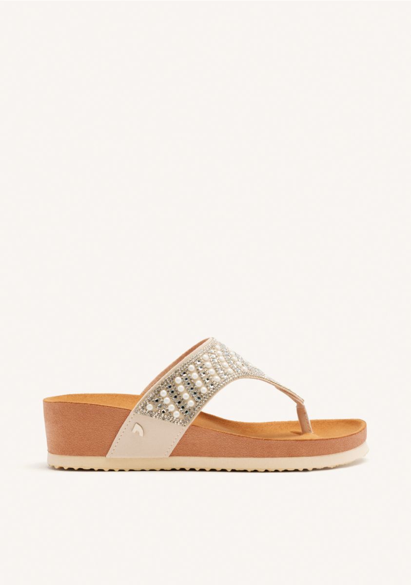 SANDALIAS CON CUÃA TIPO BIO Y PEDRERÃA PARA MUJER BODMIN - BLANCO