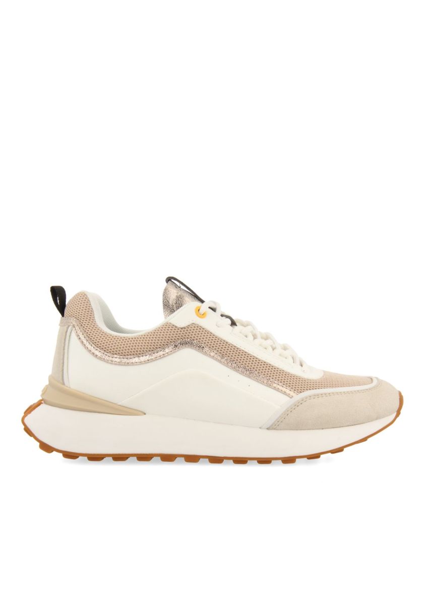 SNEAKERS BLANCAS CON DETALLES BEIGE PARA MUJER BALLAGAT - BEIG