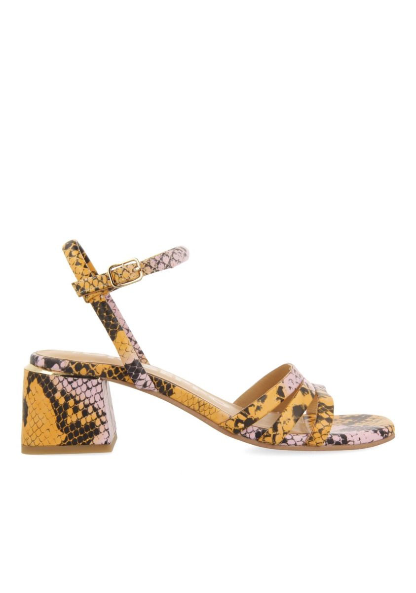 SANDALIAS DE TACÃN DE PIEL CON PRINT ANIMAL MULTICOLOR PARA MUJER KUTALLI - MULTICOLOR