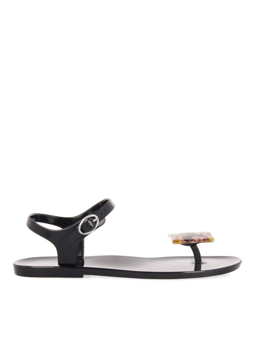CHANCLAS NEGRAS CON ADORNO MULTICOLOR PARA MUJER MARYLAND - NEGRO