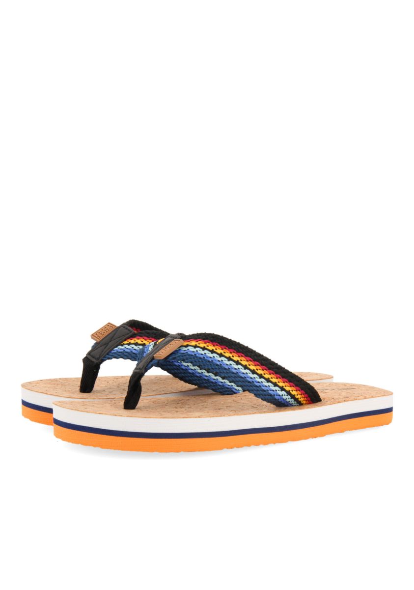 CHANCLAS MARRONES CON SUELA DE CORCHO PARA NIÃO WELLS - CUERO
