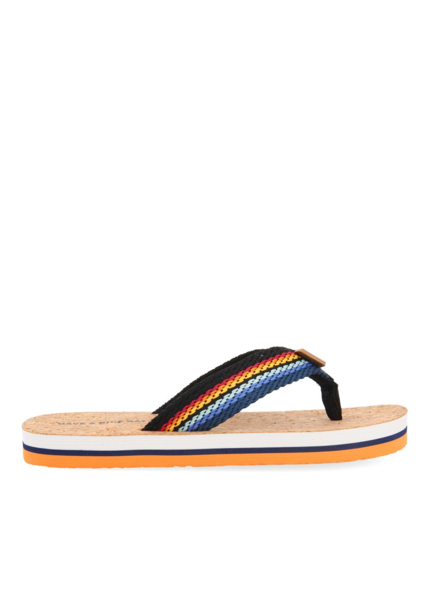 CHANCLAS MARRONES CON SUELA DE CORCHO PARA NIÃO WELLS - CUERO
